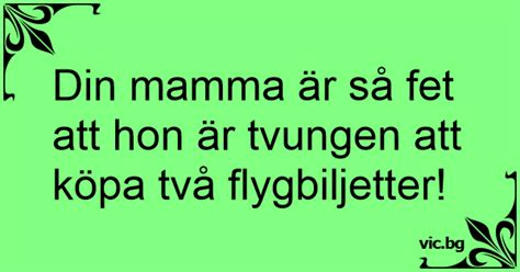 Din mamma är så fet så hon behöver ett vindkraftverk för att .